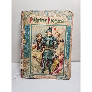 Antique 1895 John Bunyan Pilgrim's Progress   Donohue & Co Chicago POOR BINDING